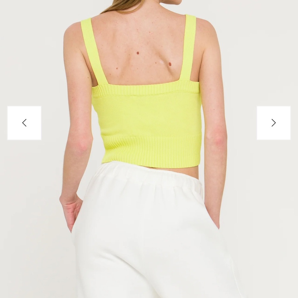 GREEN ENDLESS ROSE RIBBED CROP TOP - Picture 2 of 5